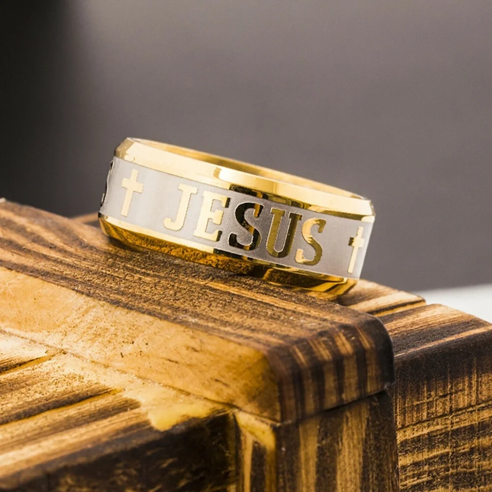 Unisex Fashion Jesus Christian Cross Prayer Ring Band New